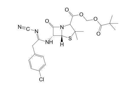 6-{[2-(p-chlorophenyl)-N-cyanoacetimidoyl]amino}-3,3-dimethyl-7-oxo-4-thia-1-azabicyclo[3,2,0]heptane-2-carboxylic acid, hydroxymethyl ester, pivalate(ester)