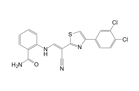 2-({(E)-2-cyano-2-[4-(3,4-dichlorophenyl)-1,3-thiazol-2-yl]ethenyl}amino)benzamide