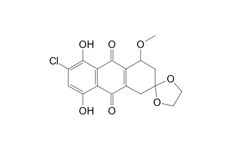 Spiro[anthracene-2(1H),2'-[1,3]dioxolane]-9,10-dione, 7-chloro-3,4-dihydro-5,8-dihydroxy-4-methoxy-, (.+-.)-