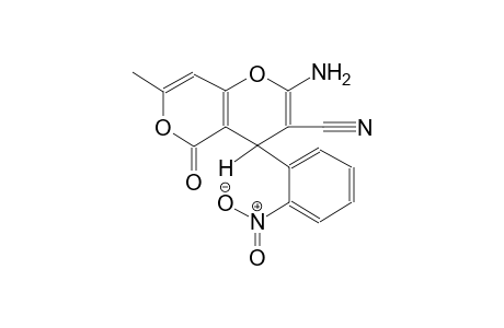 4H,5H-pyrano[4,3-b]pyran-3-carbonitrile, 2-amino-7-methyl-4-(2-nitrophenyl)-5-oxo-, (4S)-