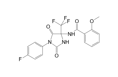 N-[1-(4-fluorophenyl)-2,5-bis(oxidanylidene)-4-(trifluoromethyl)imidazolidin-4-yl]-2-methoxy-benzamide
