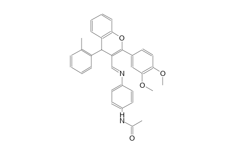 N-[4-({(E)-[2-(3,4-dimethoxyphenyl)-4-(2-methylphenyl)-4H-chromen-3-yl]methylidene}amino)phenyl]acetamide