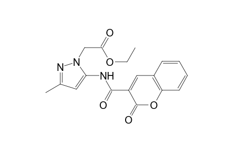 1H-Pyrazole-1-acetic acid, 3-methyl-5-[[(2-oxo-2H-1-benzopyran-3-yl)carbonyl]amino]-, ethyl ester