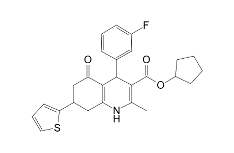 4-(3-fluorophenyl)-2-methyl-5-oxo-7-thiophen-2-yl-4,6,7,8-tetrahydro-1H-quinoline-3-carboxylic acid cyclopentyl ester