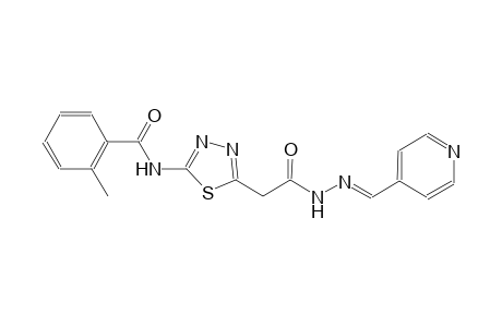 2-methyl-N-(5-{2-oxo-2-[(2E)-2-(4-pyridinylmethylene)hydrazino]ethyl}-1,3,4-thiadiazol-2-yl)benzamide