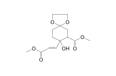 (E)-1,4-Dioxaspiro[4.5]decane-9-carboxylic acid, 8-hydroxy-8-(methoxycarbonyl-trans-ethenyl)-, methyl ester