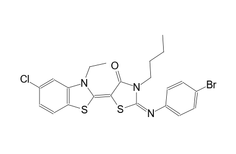 (2E,5Z)-2-[(4-bromophenyl)imino]-3-butyl-5-(5-chloro-3-ethyl-1,3-benzothiazol-2(3H)-ylidene)-1,3-thiazolidin-4-one