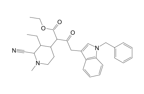 2-(2-cyano-3-ethyl-1-methyl-4-piperidinyl)-3-oxo-4-[1-(phenylmethyl)-3-indolyl]butanoic acid ethyl ester