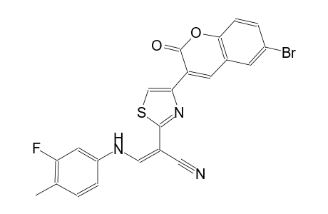 (2Z)-2-[4-(6-bromo-2-oxo-2H-chromen-3-yl)-1,3-thiazol-2-yl]-3-(3-fluoro-4-methylanilino)-2-propenenitrile