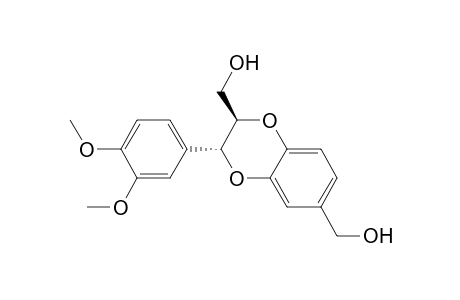 1,4-Benzodioxin-2,6-dimethanol, 3-(3,4-dimethoxyphenyl)-2,3-dihydro-, trans-(.+-.)-