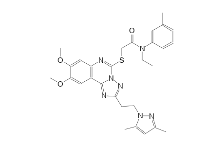 2-({2-[2-(3,5-dimethyl-1H-pyrazol-1-yl)ethyl]-8,9-dimethoxy[1,2,4]triazolo[1,5-c]quinazolin-5-yl}sulfanyl)-N-ethyl-N-(3-methylphenyl)acetamide