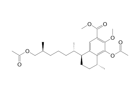2-Naphthalenecarboxylic acid, 4-(acetyloxy)-8-[6-(acetyloxy)-1,5-dimethylhexyl]-5,6,7,8-tetrahydro- 3-methoxy-5-methyl-, methyl ester, [5R-[5.alpha.,8.beta.(1S*,5S*)]]-