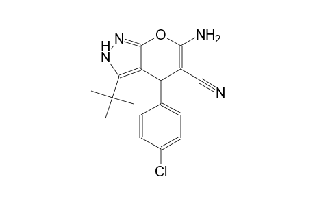 pyrano[2,3-c]pyrazole-5-carbonitrile, 6-amino-4-(4-chlorophenyl)-3-(1,1-dimethylethyl)-2,4-dihydro-