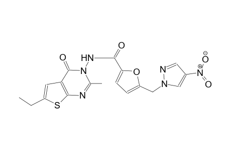 N-(6-ethyl-2-methyl-4-oxothieno[2,3-d]pyrimidin-3(4H)-yl)-5-[(4-nitro-1H-pyrazol-1-yl)methyl]-2-furamide