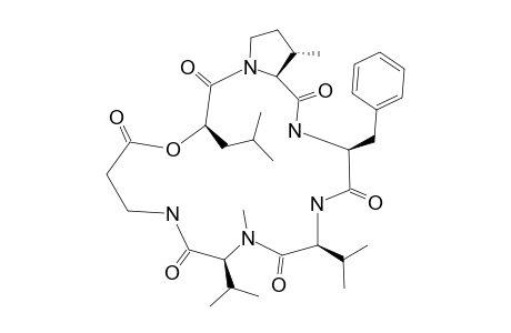 DESMETHYLISARIDIN_C2;CYCLO-(-PHE-(1)-BETA-ME-PRO-(2)-HMPA-(3)-BETA-ALA-(4)-N-ME-VAL-(5)-VAL-(6))