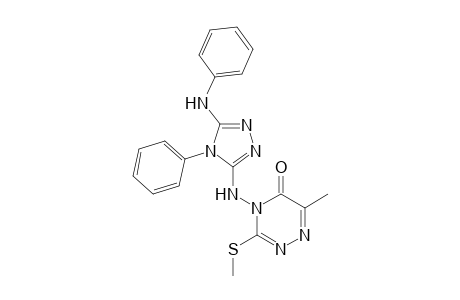 4-([(3E)-5-Anilino-4-phenyl-4,5-dihydro-3H-1,2,4-triazol-3-ylidene]amino)-6-methyl-3-(methylsulfanyl)-1,2,4-triazin-5(4H)-one