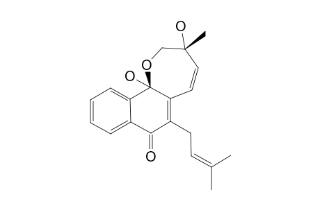 AGGREGATIN_D;1,3'-DIHYDROXY-3'-METHYL-3-PRENYL-2',3'-DIHYDRONAPHTHO-[1.2-B]-OXEPIN-4-(1-H)-ONE