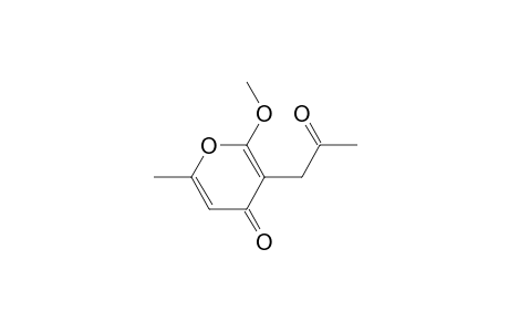 4H-Pyran-4-one, 2-methoxy-6-methyl-3-(2-oxopropyl)-