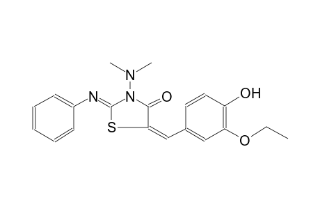 (2Z,5E)-3-(dimethylamino)-5-(3-ethoxy-4-hydroxybenzylidene)-2-(phenylimino)-1,3-thiazolidin-4-one