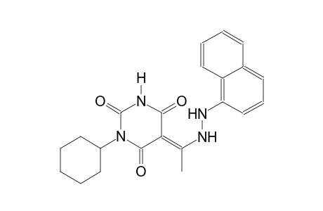 (5E)-1-cyclohexyl-5-{1-[2-(1-naphthyl)hydrazino]ethylidene}-2,4,6(1H,3H,5H)-pyrimidinetrione
