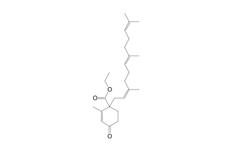 2-CYCLOPENTEN-1-ON-4-CARBOXYLIC ACID, 4-(3,7,11-TRIMETHYL-2,6,10-DODECATRIEN-1-YL)-3-METHYL-, ETHYL ESTER, (E,E)-