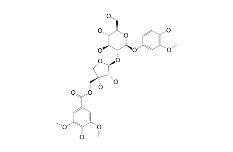 ALBIBRISSINOSIDE-B;3-METHOXY-4-HYDROXYPHENYL-1-O-BETA-D-[5-O-(4-HYDROXY-3,5-DIMETHOXYBENZOYL)]-APIOFURANOSYL-(1->2)-BETA-D-GLUCOPYRANOSIDE