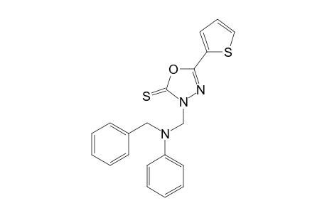 3-(N-BENZYL-ANILINOMETHYL)-5-(2-THIENYL)-1,3,4-OXADIAZOLINE-2-THIONE