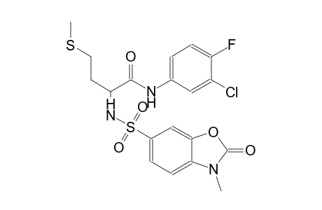 butanamide, N-(3-chloro-4-fluorophenyl)-2-[[(2,3-dihydro-3-methyl-2-oxo-6-benzoxazolyl)sulfonyl]amino]-4-(methylthio)-
