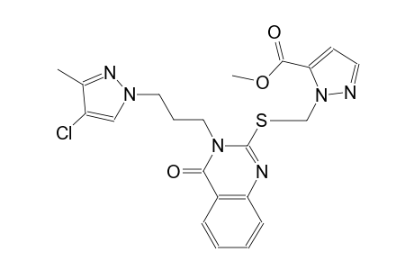 methyl 1-[({3-[3-(4-chloro-3-methyl-1H-pyrazol-1-yl)propyl]-4-oxo-3,4-dihydro-2-quinazolinyl}sulfanyl)methyl]-1H-pyrazole-5-carboxylate