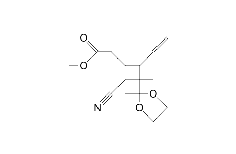 4-Vinyl-5-cyanomethyl-5-methyl-6,6-ethylenedioxy-heptanoic acid, methyl ester