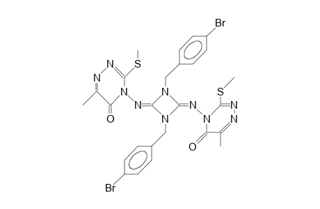 (E,E)-Bis(4-bromobenzyl)-2,4-bis(6-methyl-3-methylthio-5-oxo-4,5-dihydro-1,2,4-triazin-4-yl-imino)-1,3-diazetidine