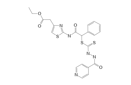 Ethyl 2-(2-(2-((2-isonicotinoylhydrazinecarbonothioyl)thio)-2-phenylacetamido)thiazol-4-yl)acetate