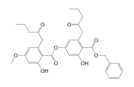 Benzoic acid, 2-hydroxy-4-[[2-hydroxy-4-methoxy-6-(2-oxopentyl)benzoyl]oxy]-6-(2-oxopentyl)-, phenylmethyl ester