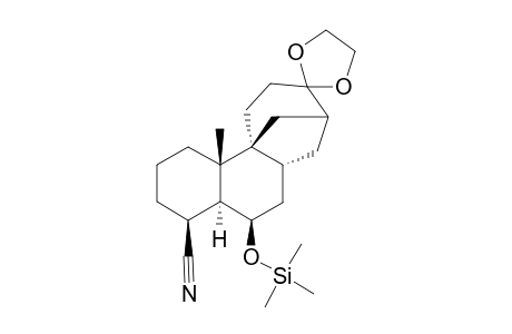 (+-)-(1S*,2S*,6S*,7S*,8R*,10R*,12R*)-2-Methyl-13-oxo-8-[(trimethylsilyl)oxy]tetracyclo[10.3.1,0(1,10).0(2,7)]hexadecan-6-carbonitrile 13,13-ethylene acetal