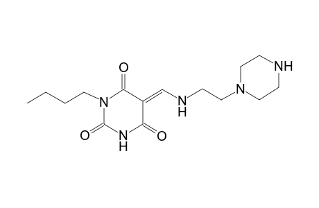 (5E)-1-butyl-5-[(2-piperazin-1-ylethylamino)methylene]hexahydropyrimidine-2,4,6-trione