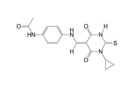 N-(4-{[(E)-(1-cyclopropyl-4,6-dioxo-2-thioxotetrahydro-5(2H)-pyrimidinylidene)methyl]amino}phenyl)acetamide