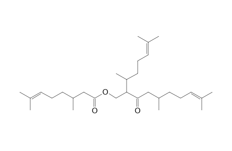 3,7-Dimethyloct-6-enoic acid 2-(1,5-dimethylhex-4-enyl)-5,9-dimethyl-3-oxodec-8-enyl ester