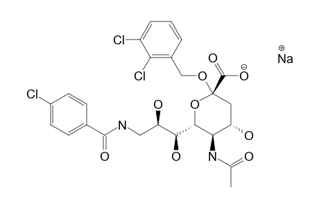 SODIUM_(2,3-DICHLOROBENZYL_5-ACETAMIDO-9-(4-CHLOROBENZAMIDO)-3,5,9-TRIDEOXY-D-GLYCERO-ALPHA-D-GALACTO-2-NONULOPYRANOSID)-ONATE