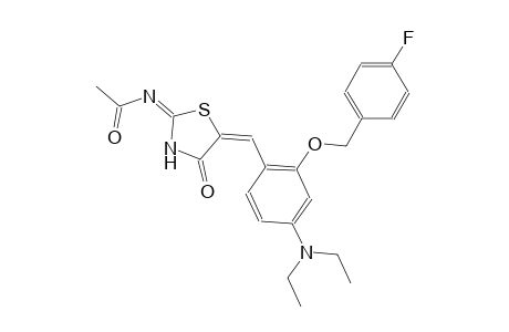 N-((2E,5E)-5-{4-(diethylamino)-2-[(4-fluorobenzyl)oxy]benzylidene}-4-oxo-1,3-thiazolidin-2-ylidene)acetamide