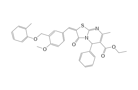 ethyl (2E)-2-{4-methoxy-3-[(2-methylphenoxy)methyl]benzylidene}-7-methyl-3-oxo-5-phenyl-2,3-dihydro-5H-[1,3]thiazolo[3,2-a]pyrimidine-6-carboxylate