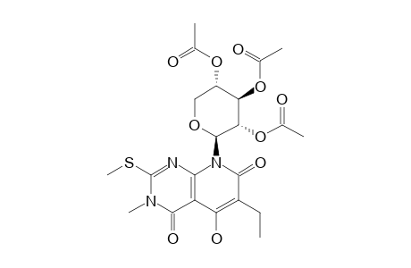 6-ETHYL-3,4,7,8-TETRAHYDRO-5-HYDROXY-3-METHYL-2-METHYLTHIO-4,7-DIOXO-8-(2,3,4-TRI-O-ACETYL-BETA-D-XYLOPYRANOSYL)-PYRIDO-[2,3-D]-PYRIMIDINE