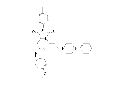 2-[3-{3-[4-(4-fluorophenyl)-1-piperazinyl]propyl}-1-(4-methylphenyl)-5-oxo-2-thioxo-4-imidazolidinyl]-N-(4-methoxyphenyl)acetamide