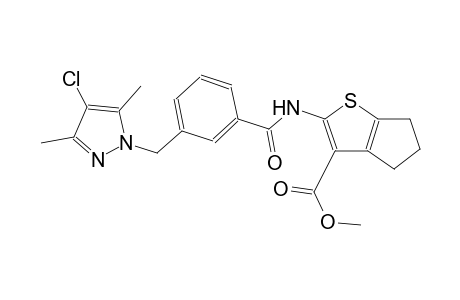 methyl 2-({3-[(4-chloro-3,5-dimethyl-1H-pyrazol-1-yl)methyl]benzoyl}amino)-5,6-dihydro-4H-cyclopenta[b]thiophene-3-carboxylate