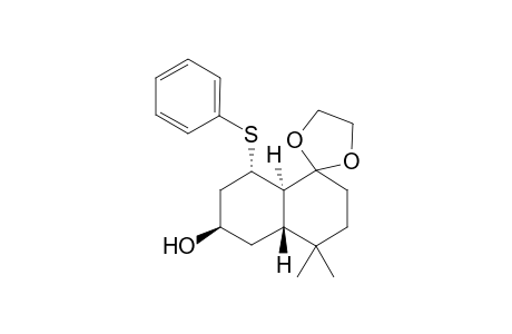 (+-)-6c-hydroxy-4,4-dimethyl-8t-phenylsulfanyl-(4ar,8at)-octahydro-naphthalen-1-one ethane-1,2-diyl acetal