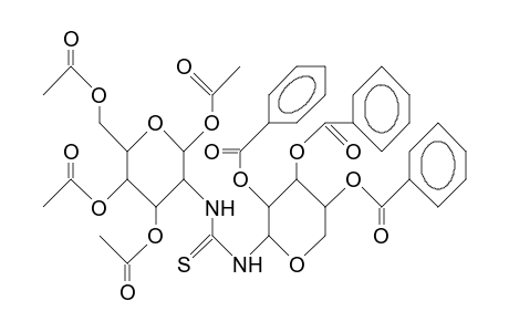 N-(1,3,4,6-Tetra-O-acetyl-2-deoxy-B-D-glucopyranosan-2-yl)-N'-(2,3,4 -tri-O-benzoyl-B-D-ribopyranosyl)-thiourea