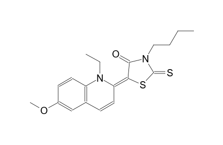 (5E)-3-butyl-5-(1-ethyl-6-methoxy-2(1H)-quinolinylidene)-2-thioxo-1,3-thiazolidin-4-one