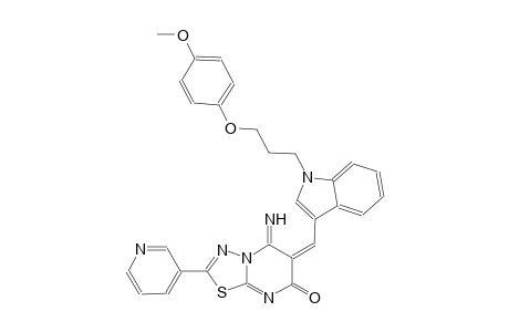 (6E)-5-imino-6-({1-[3-(4-methoxyphenoxy)propyl]-1H-indol-3-yl}methylene)-2-(3-pyridinyl)-5,6-dihydro-7H-[1,3,4]thiadiazolo[3,2-a]pyrimidin-7-one