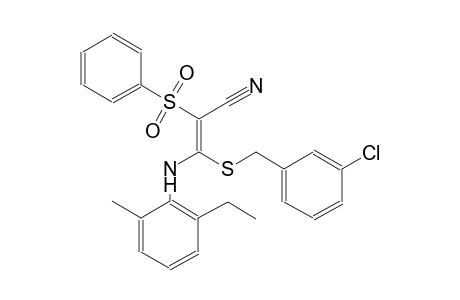 2-propenenitrile, 3-[[(3-chlorophenyl)methyl]thio]-3-[(2-ethyl-6-methylphenyl)amino]-2-(phenylsulfonyl)-, (2E)-