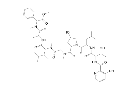 Glycine, N-[N-[N-[N-[cis-4-hydroxy-1-[N-[N-[(3-hydroxy-2-pyridinyl)carbonyl]-L-threonyl]-D-leucyl]-D-prolyl]-N-methylglycyl]-N,3-dimethyl-L-leucyl]-L-alanyl]-N-methyl-L-2-phenyl-, methyl ester