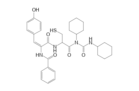N-{1-[cyclohexyl(cyclohexylcarbamoyl)amino]-1-oxo-3-sulfanylpropan-2-yl}-3-(4-hydroxyphenyl)-2-(phenylformamido)prop-2-enamide